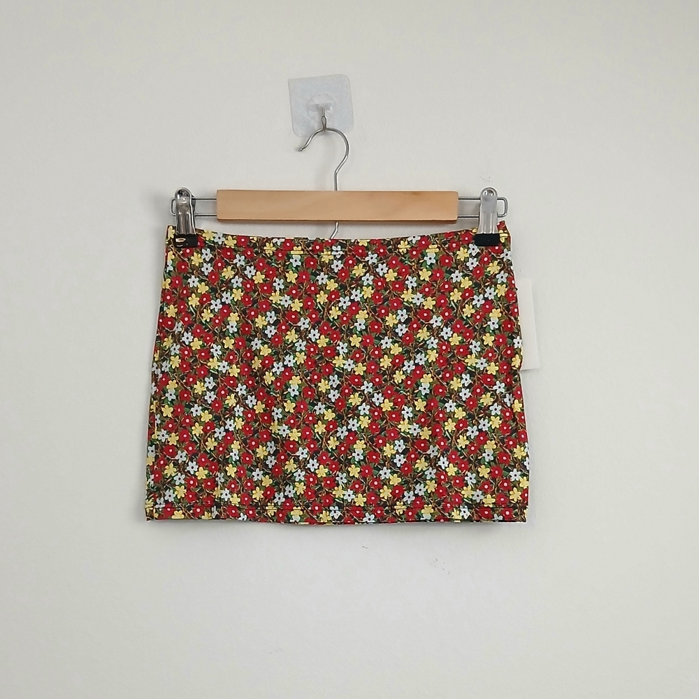 Montce Floral Mini Skirt - Red and Yellow